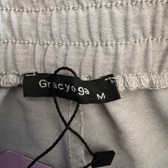 NWT Gracyoga Womens Wide Leg Pants High Waisted Flowy Tie Knot Trousers Gray - Picture 2 of 6